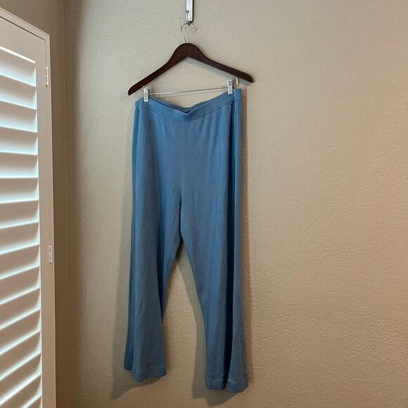 St. John Modal Cotton Wool Lounge Pant Soft Blue XL Warm Wide Leg - Picture 2 of 8